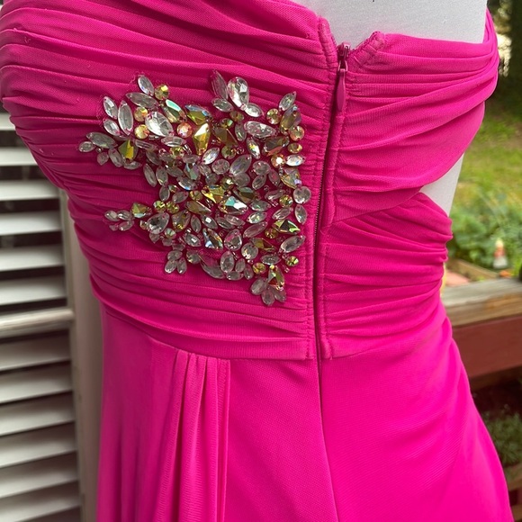 Hailey by Adrianne Papell One Shoulder Pink Dress size 4 - Picture 13 of 16